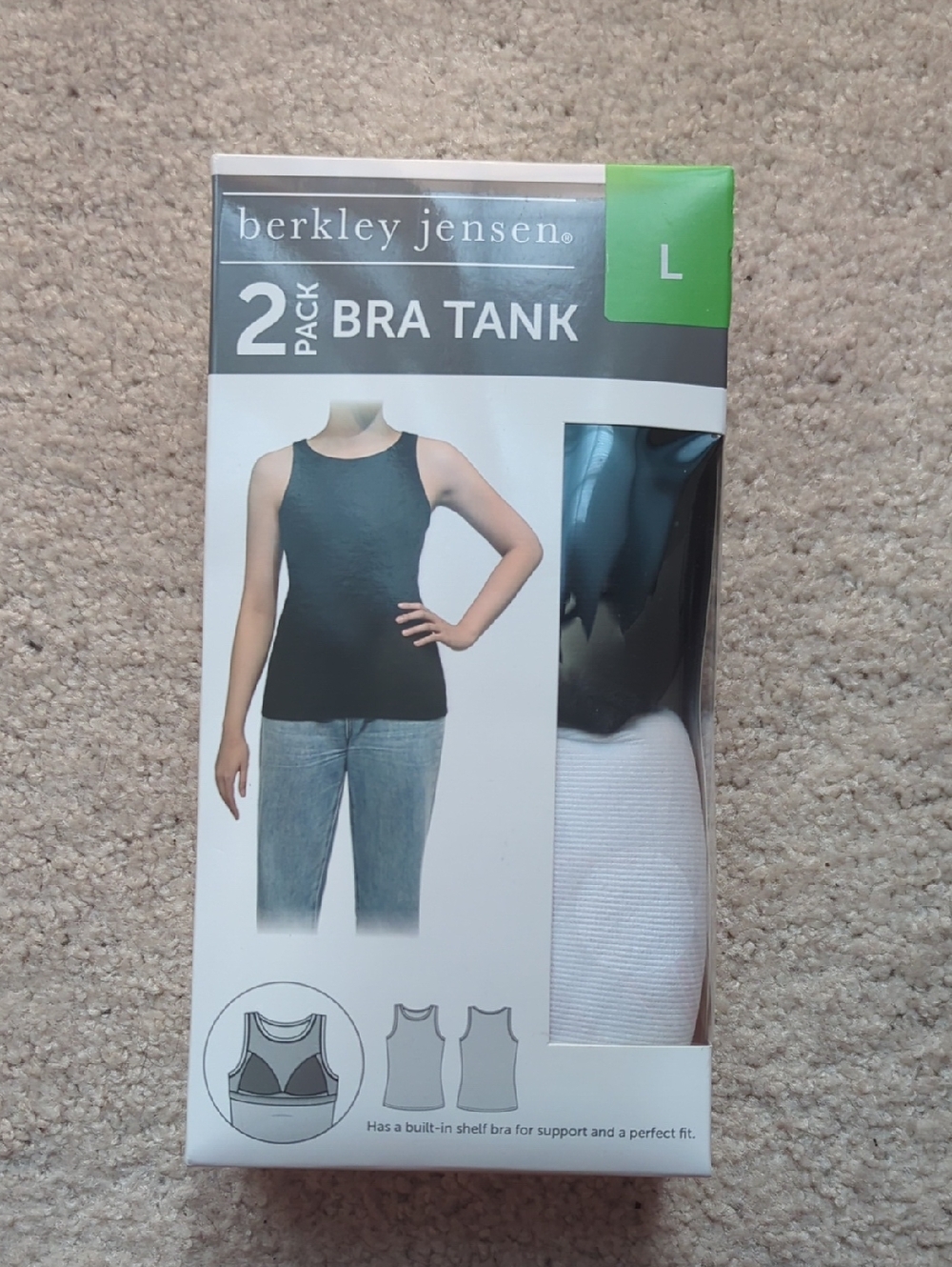 Womens 2-Pack Black & White Bra Tank - L